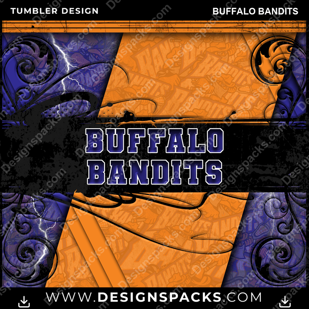 Lacrosse Elegant Buffalo Bandits Tumbler Digital Wrap Design