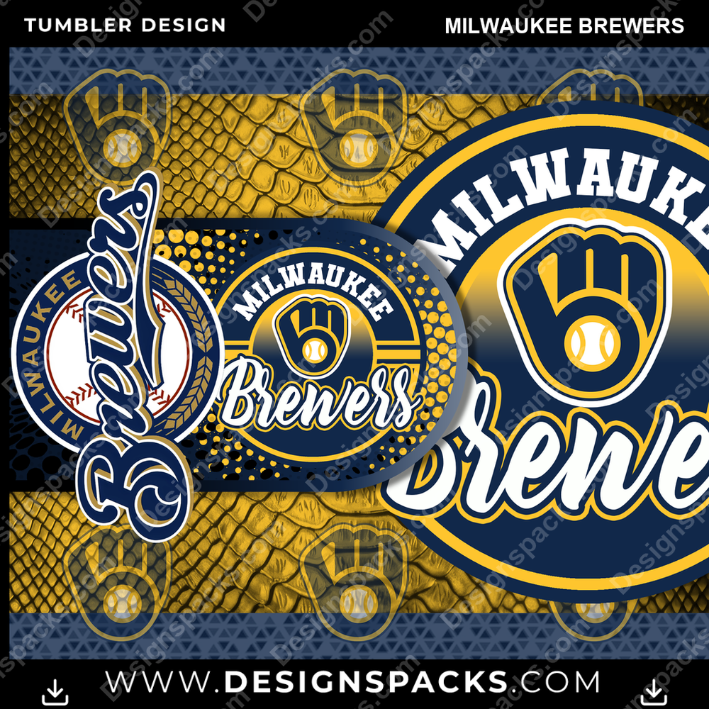 Baseball Hyper Milwaukee Brewers Tumbler Digital Wrap Design