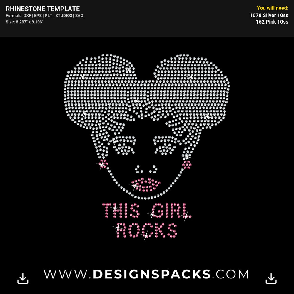 Little Girl Rocks Rhinestone Digital Template