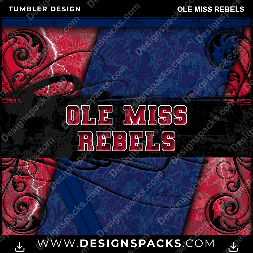 College Sport Elegant Ole Miss Rebels NCAA College Sport Tumbler Digital Wrap Design Download
