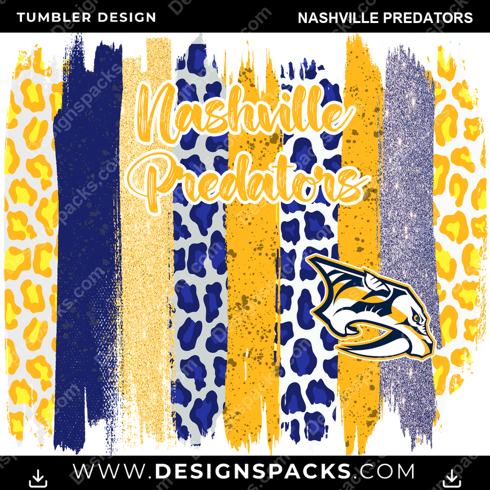 Hockey Brush Strokes Nashville Predators Tumbler Digital Wrap Design