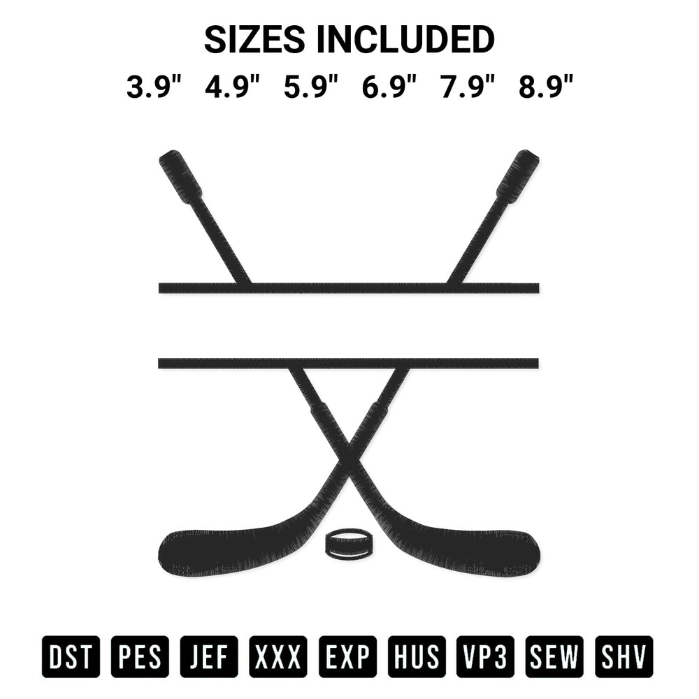 Stitch like a pro with the Crossed Hockey Stick Embroidery Design embroidery pattern from Designspacks.com. High-quality digital machine embroidery file. Available sizes: 3.9", 4.9", 5.9", 6.9", 7.9", 8.9".