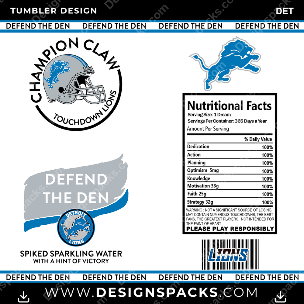 Football White Claw DET Tumbler Digital Wrap Design