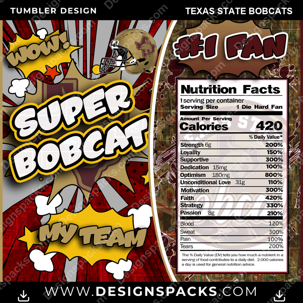 College Sport Super Team Texas State Bobcats NCAA College Sport Tumbler Digital Wrap Design Download