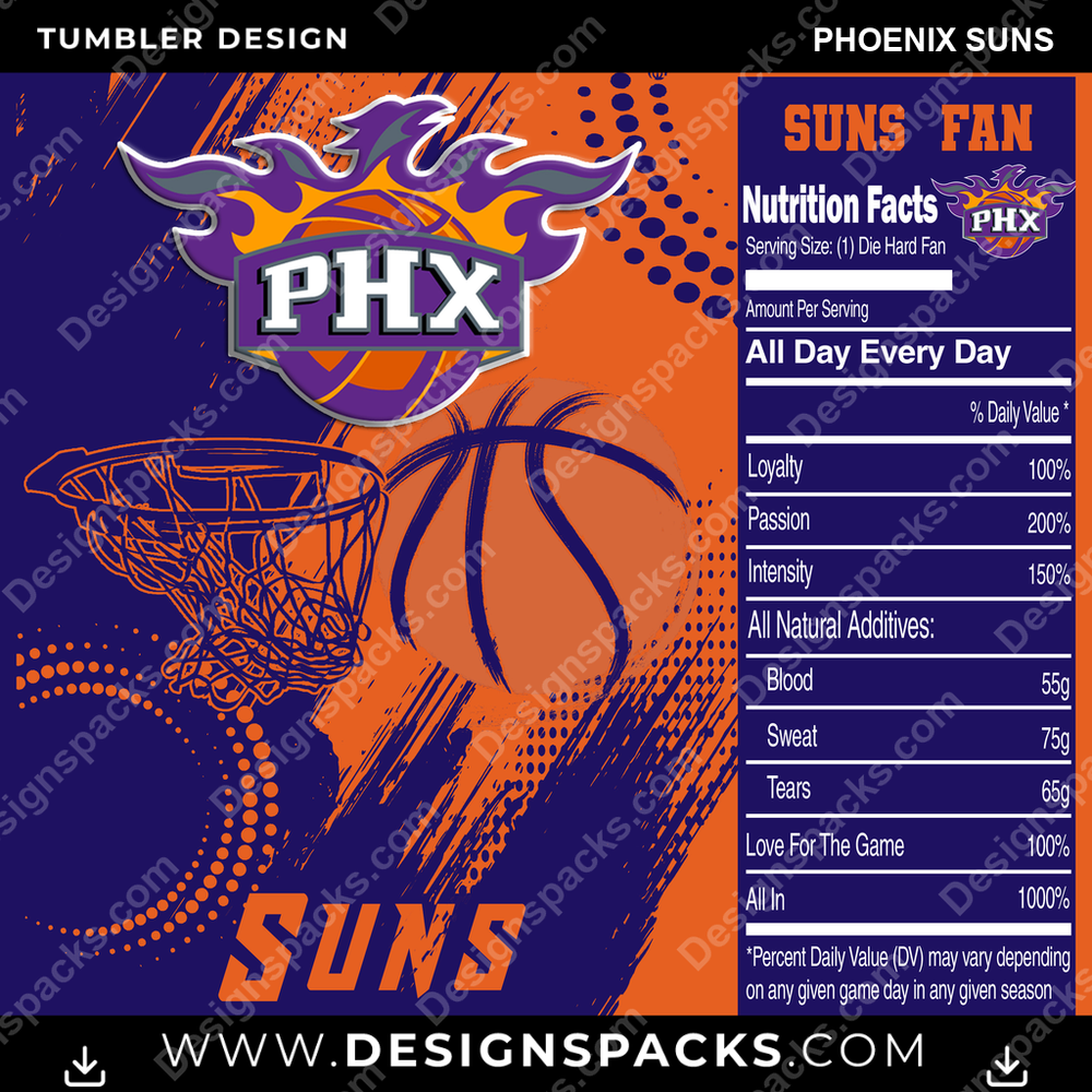Basketball Team Fan Phoenix Suns Tumbler Digital Wrap Design