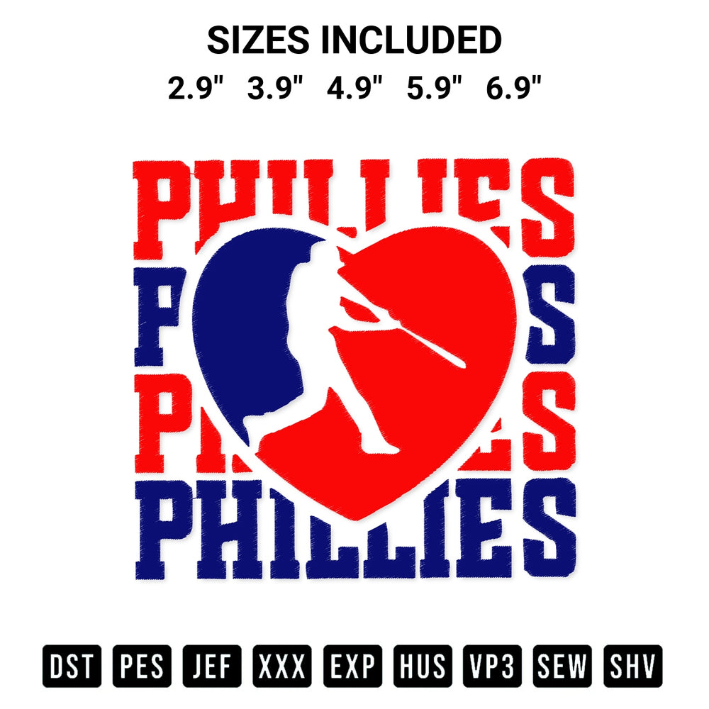 Create amazing crafts with the Phillies Baseball Heart Embroidery Design embroidery file. High-quality digital download from Designspacks.com, perfect for beginners and pros. Available sizes: 2.9", 3.9", 4.9", 5.9", 6.9".