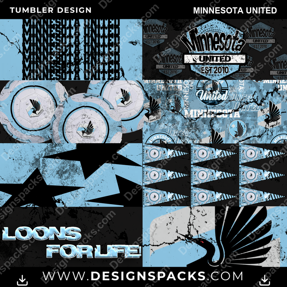 Soccer Distressed BG Minnesota United MLS Soccer Tumbler Digital Wrap Design Download