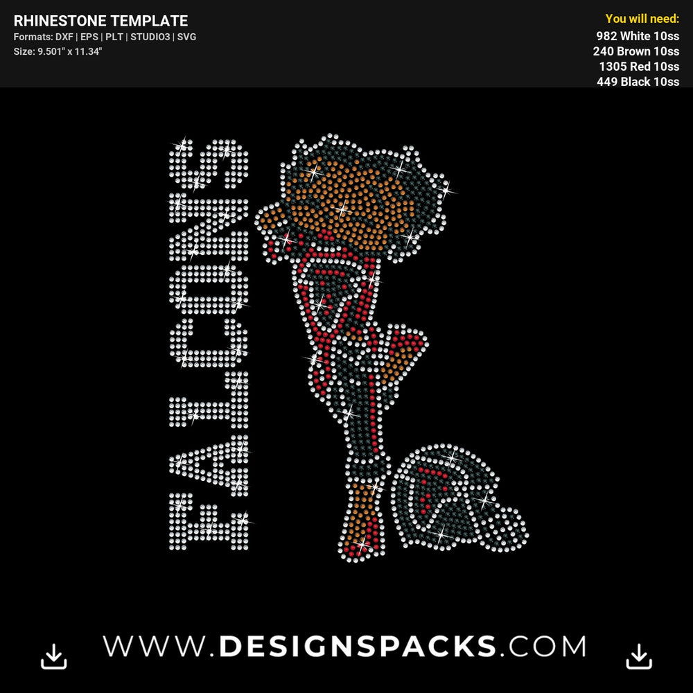 Betty Boop Falcons Rhinestone Digital Template