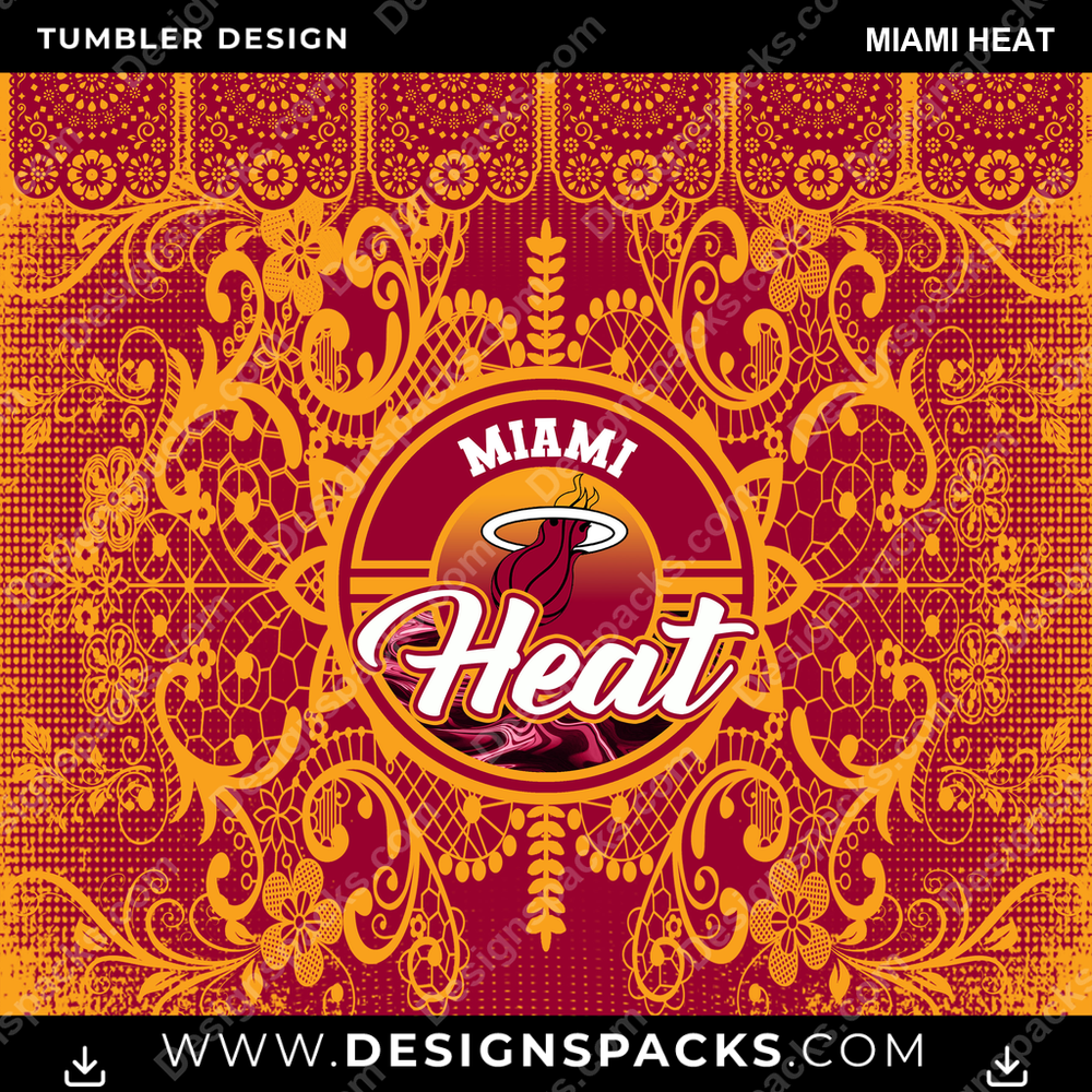 Basketball Lace & Logo Miami Heat Tumbler Digital Wrap Design