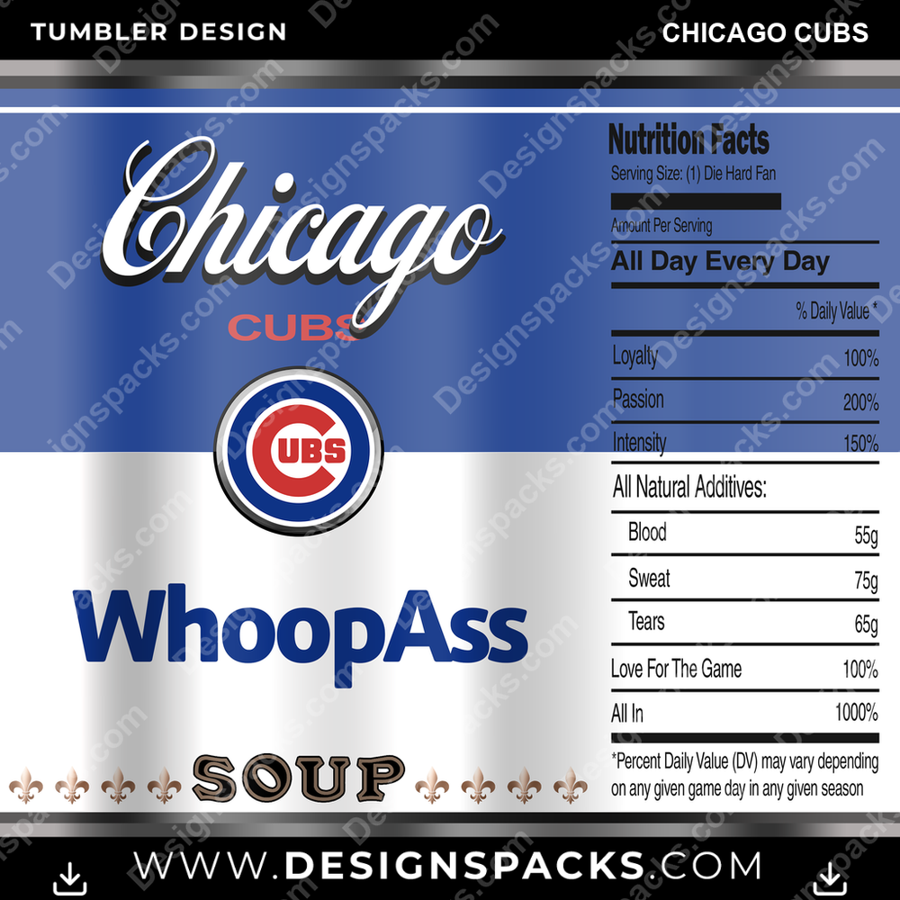 Baseball Soup Can Chicago Cubs Tumbler Digital Wrap Design
