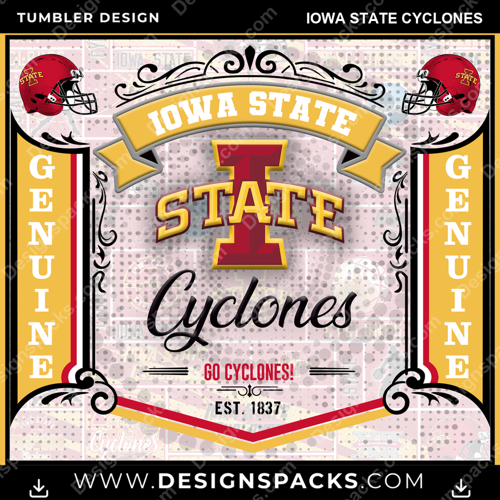 College Sport Bud Iowa State Cyclones NCAA College Sport Tumbler Digital Wrap Design Download