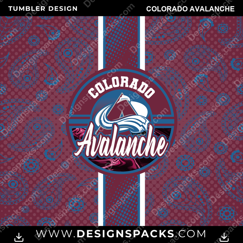 Hockey Handkerchief Colorado Avalanche Tumbler Digital Wrap Design
