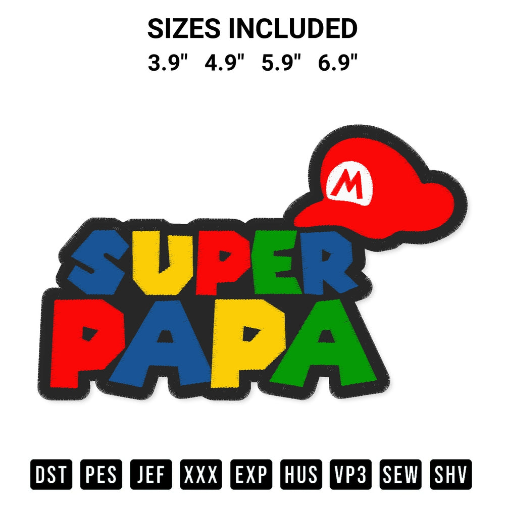 Stitch like a pro with the Super Mario Papa Embroidery Design embroidery pattern from Designspacks.com. High-quality digital machine embroidery file. Available sizes: 3.9", 4.9", 5.9", 6.9".