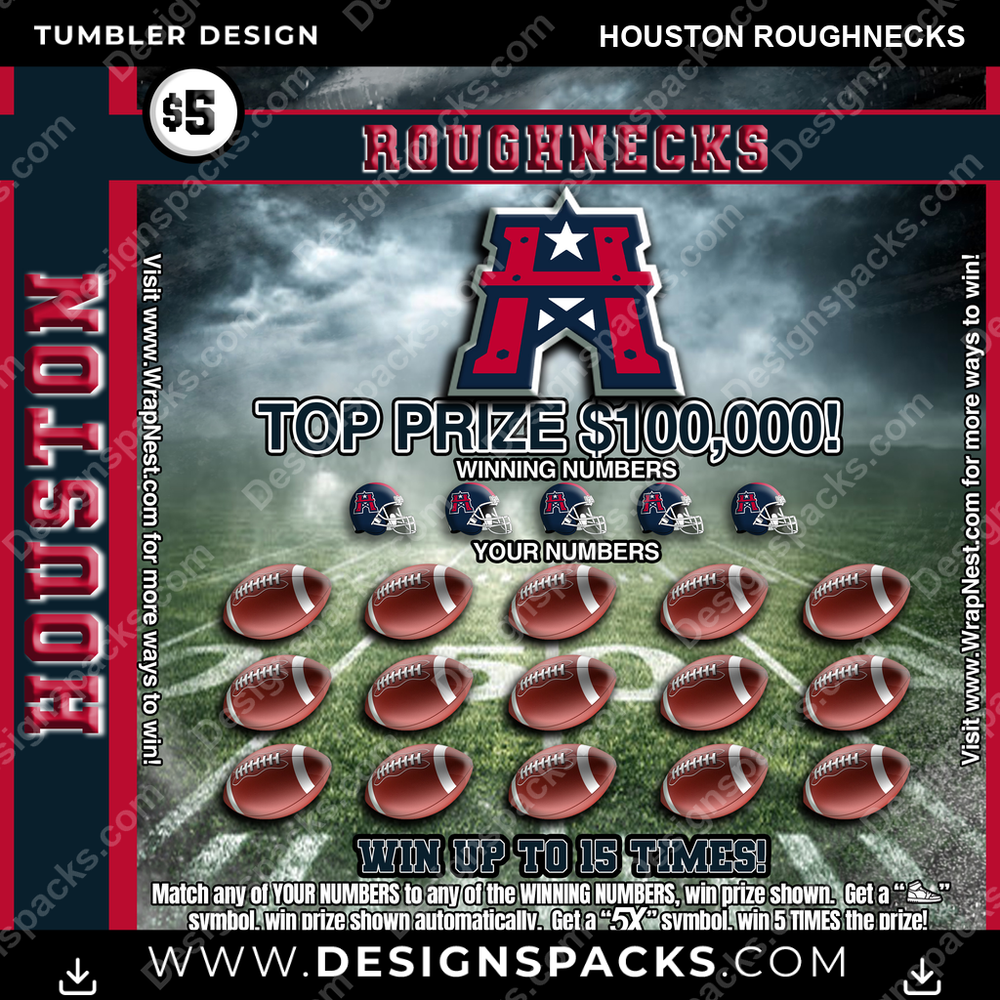 Canada Football Lottery Ticket Houston Roughnecks CFL Canada Tumbler Digital Wrap Design Download