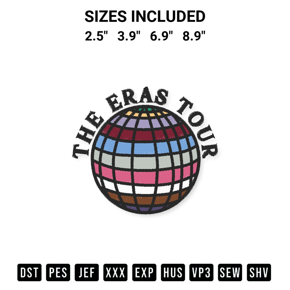 Shop the Taylor Eras Tour Embroidery Design machine embroidery pattern at Designspacks.com. Beautifully digitized for flawless stitching on any fabric. Available sizes: 2.5", 3.9", 6.9", 8.9".