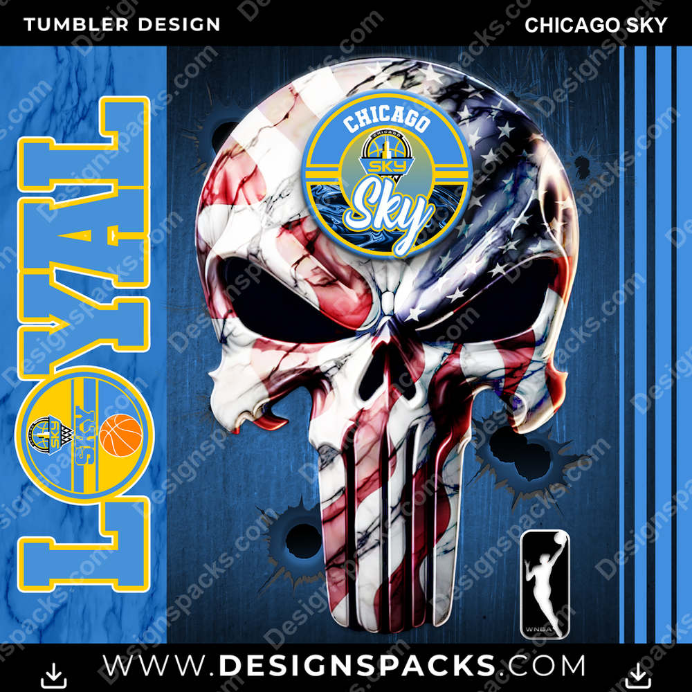 Basketball Loyal Chicago Sky Tumbler Digital Wrap Design
