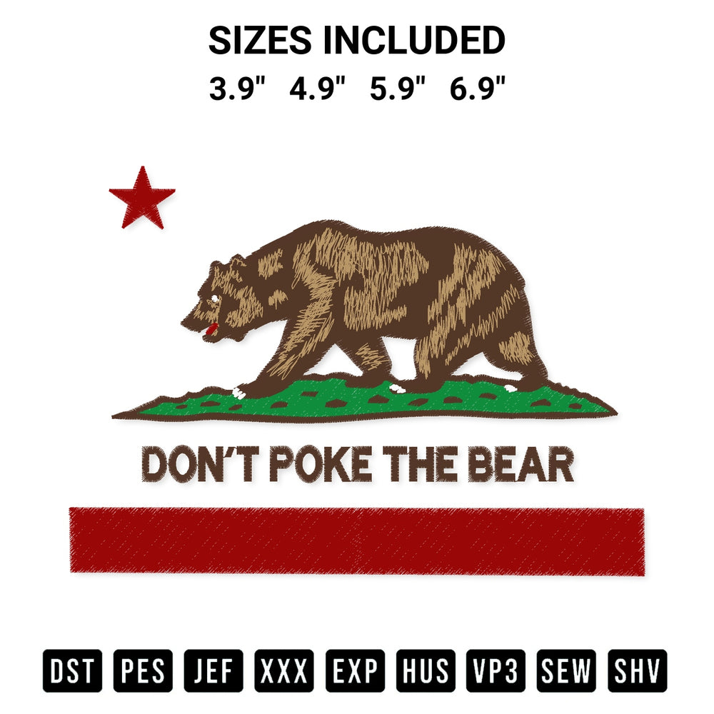Transform your fabrics with the Dont Poke The Bear Embroidery Design embroidery design. Instant access to premium digitized patterns at Designspacks.com. Available sizes: 3.9", 4.9", 5.9", 6.9".
