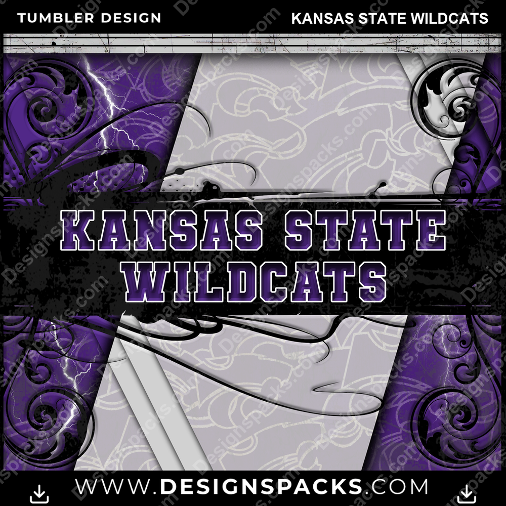 College Sport Elegant Kansas State Wildcats NCAA College Sport Tumbler Digital Wrap Design Download