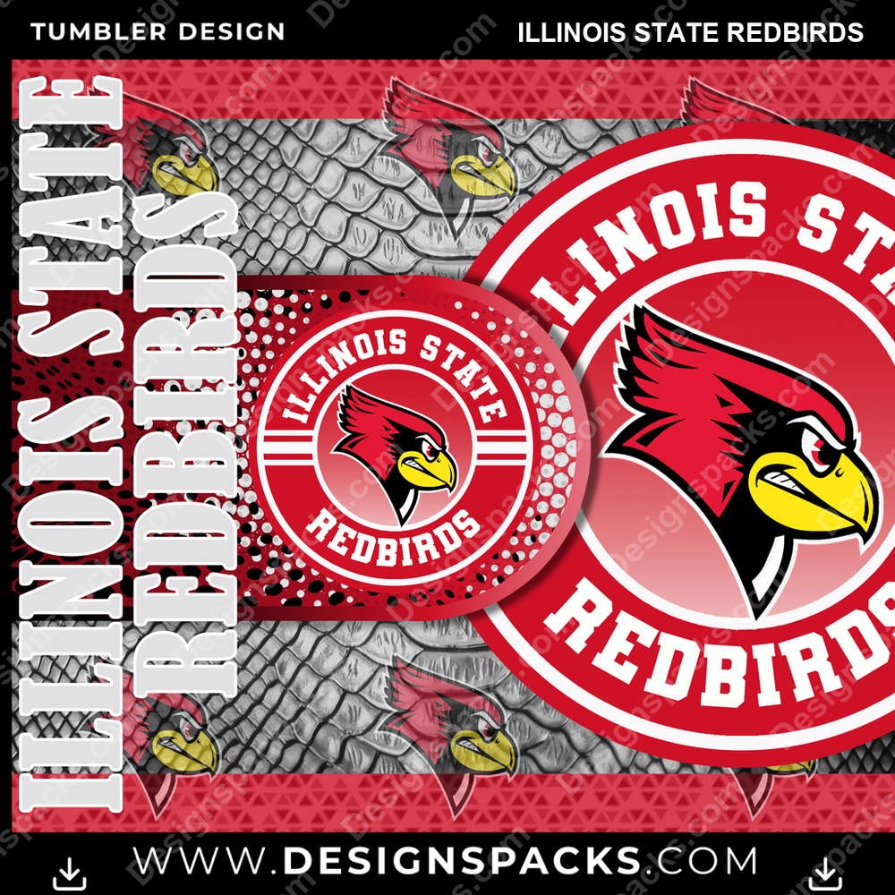 College Sport Hyper Illinois State Redbirds Tumbler Digital Wrap Design