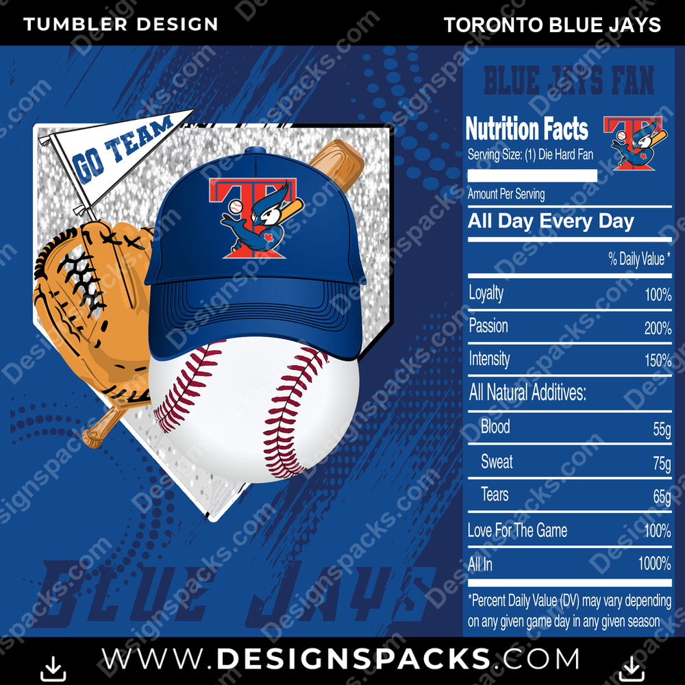 Baseball Team Fan Toronto Blue Jays Tumbler Digital Wrap Design