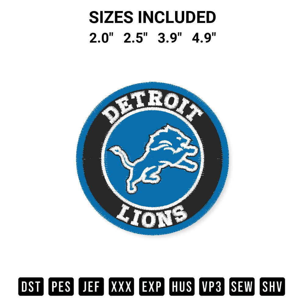 Download the Nfl Detroit Lions Logo Embroidery Design machine embroidery design exclusively at Designspacks.com. Premium digitized pattern for apparel and DIY crafts. Available sizes: 2.0", 2.5", 3.9", 4.9".