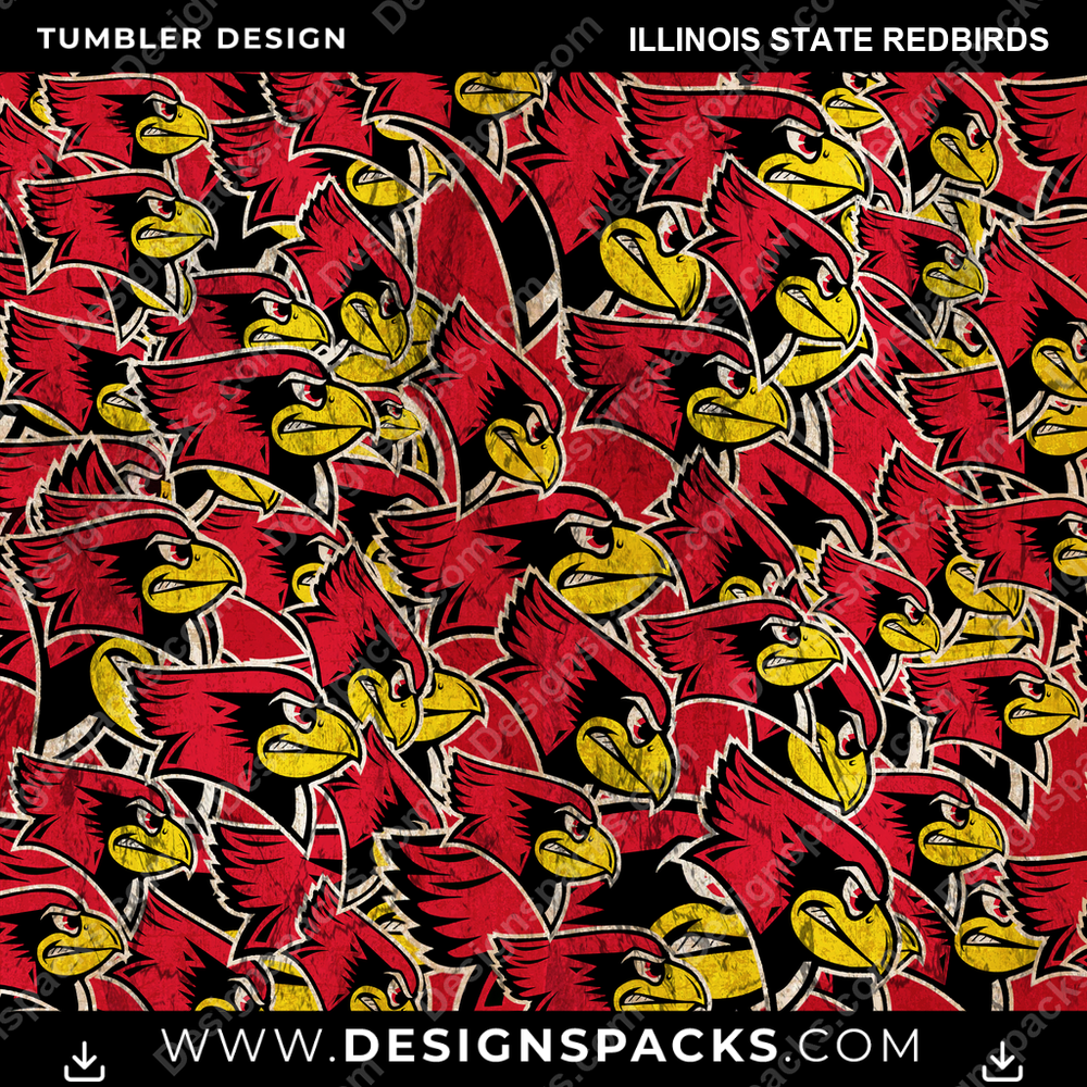 College Sport Logo BG Illinois State Redbirds NCAA College Sport Tumbler Digital Wrap Design Download