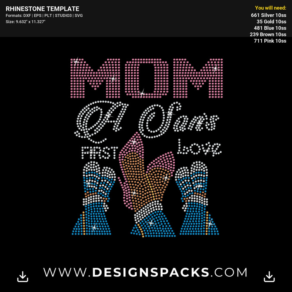 Mom Sons First Love Rhinestone Digital Template