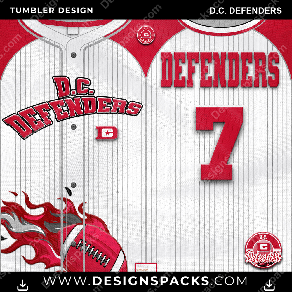 Canada Football Team Button-Up Jersey D.C. Defenders CFL Canada Tumbler Digital Wrap Design Download
