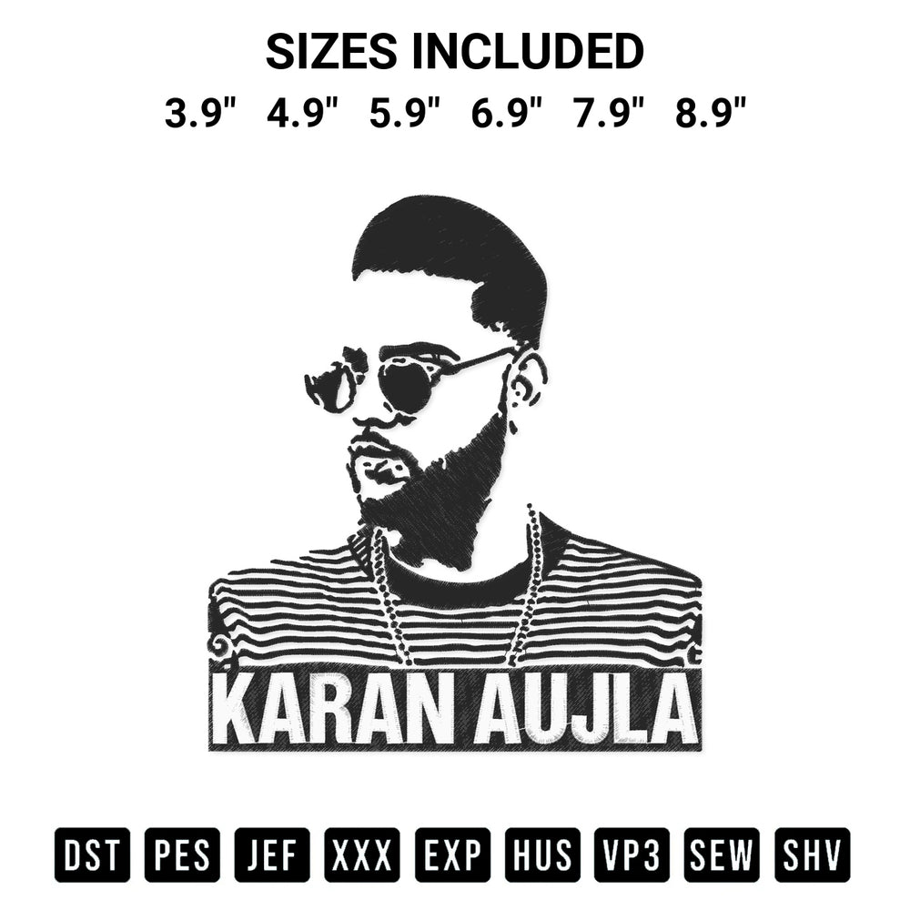 Discover the perfect addition to your crafting collection: Karan Aujla Embroidery Design embroidery file. Instantly available at Designspacks.com. Available sizes: 3.9", 4.9", 5.9", 6.9", 7.9", 8.9".