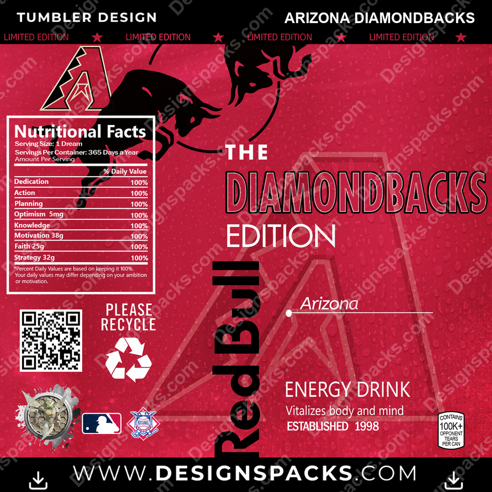 Baseball Red Bull Arizona Diamondbacks Tumbler Digital Wrap Design