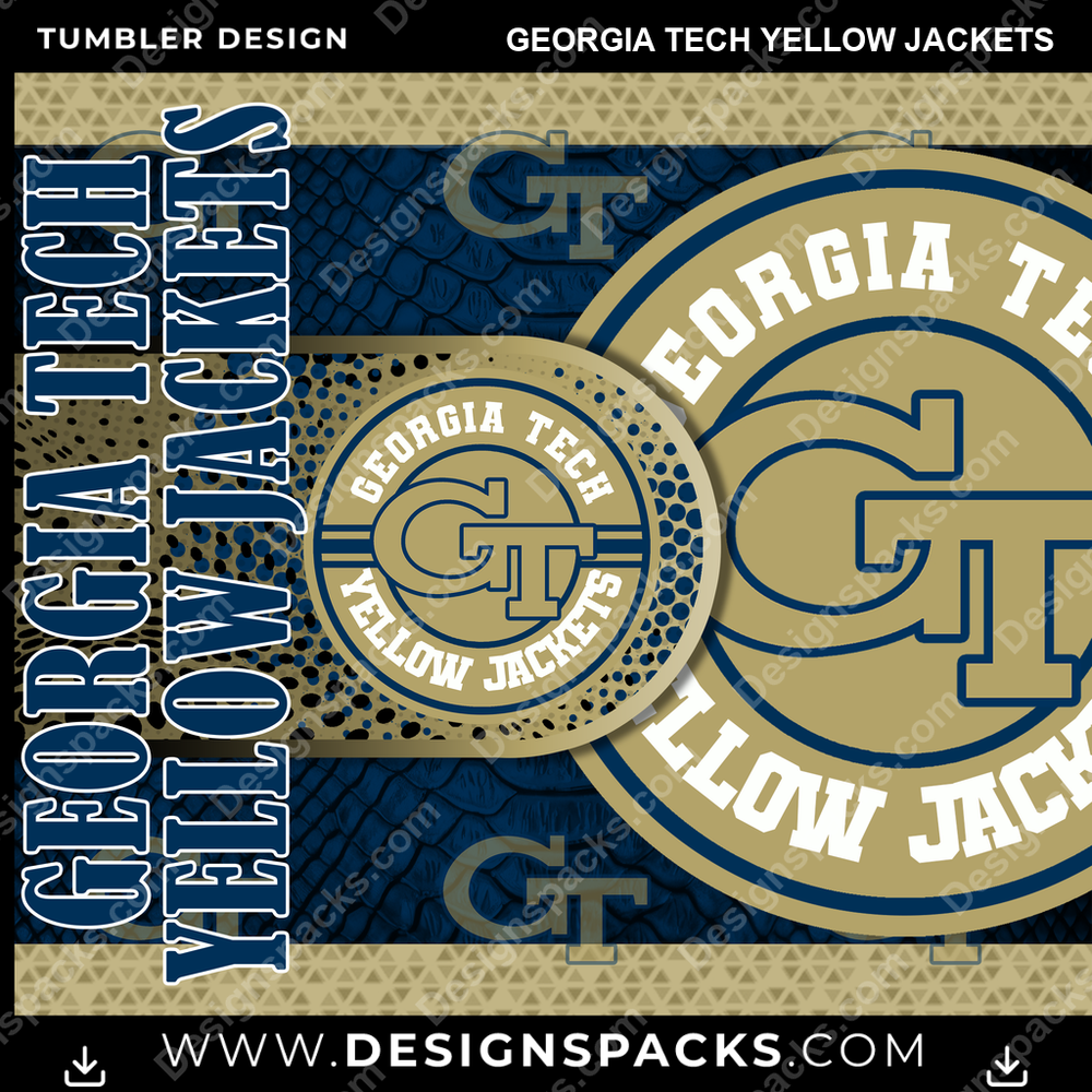 College Sport Hyper Georgia Tech Yellow Jackets Tumbler Digital Wrap Design