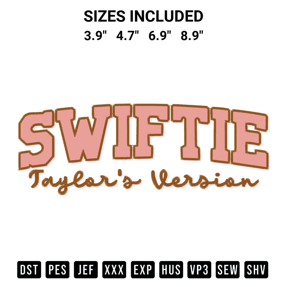 Looking for the perfect pattern? Download the Swiftie Taylor Swift Embroidery Design embroidery design today at Designspacks.com. Crisp, clean stitching guaranteed. Available sizes: 3.9", 4.7", 6.9", 8.9".