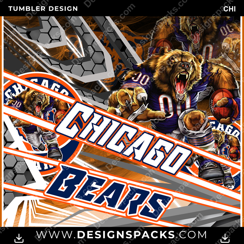 Football Sporty CHI Tumbler Digital Wrap Design
