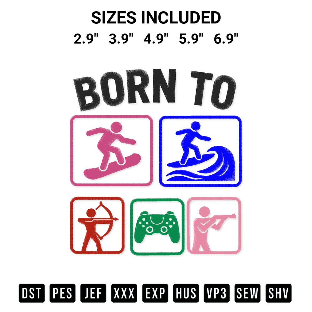 Elevate your next project with our Born To Embroidery Design embroidery file. Shop high-quality digital patterns instantly at Designspacks.com. Available sizes: 2.9", 3.9", 4.9", 5.9", 6.9".
