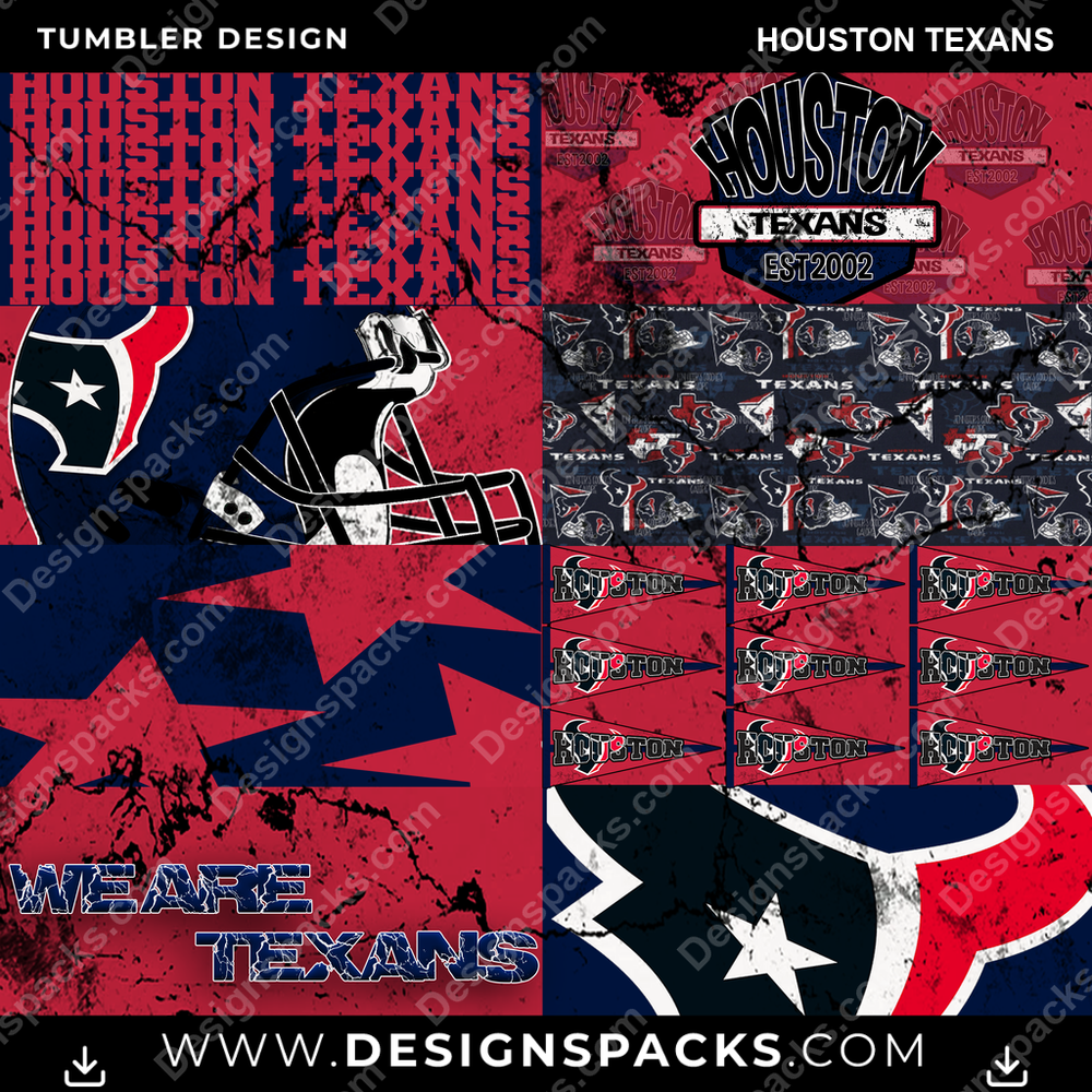 Football Distressed BG Houston Texans Tumbler Digital Wrap Design