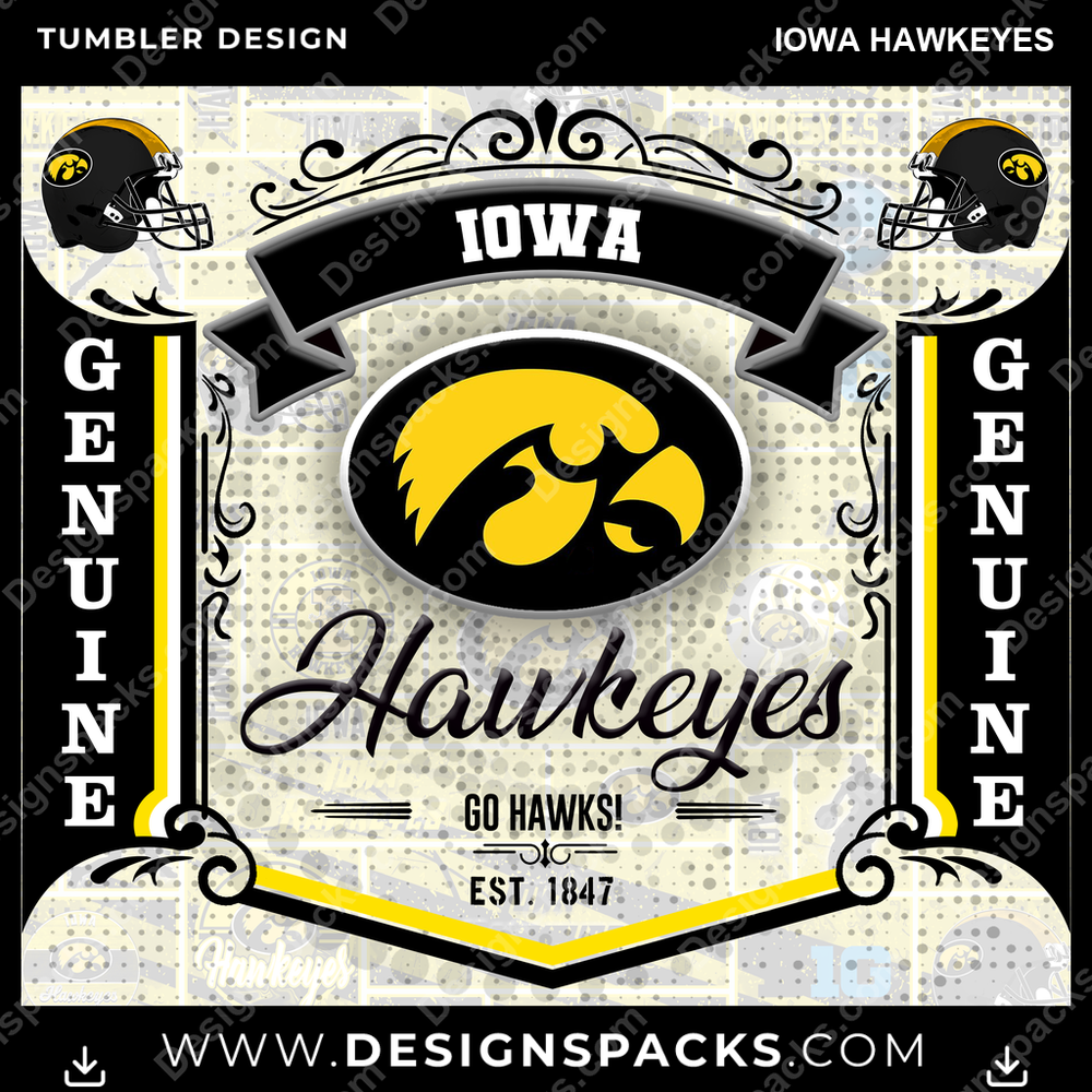 College Sport Bud Iowa Hawkeyes Tumbler Digital Wrap Design