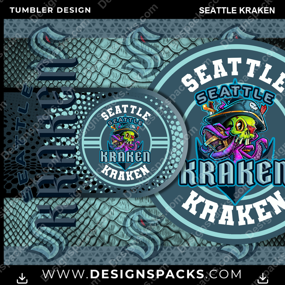 Hockey Hyper Seattle Kraken Tumbler Digital Wrap Design
