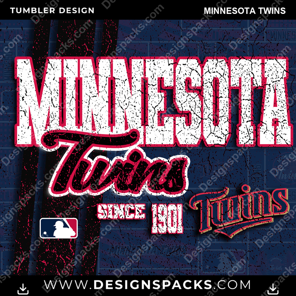 Baseball Grunge Minnesota Twins Tumbler Digital Wrap Design