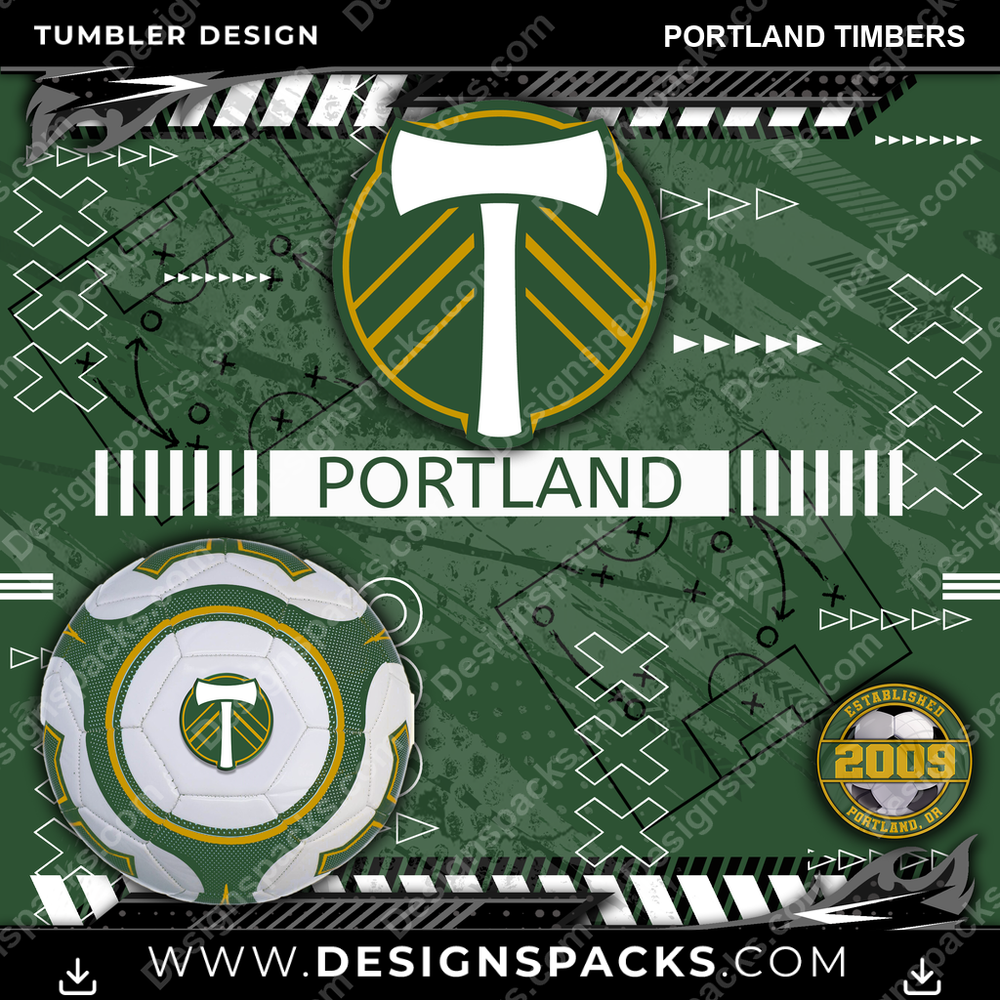 Soccer Xs & Os Portland Timbers MLS Soccer Tumbler Digital Wrap Design Download