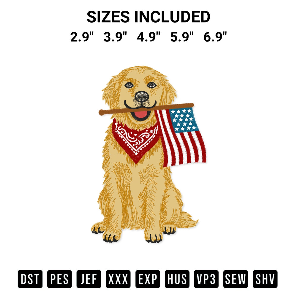 Transform your fabrics with the Patriotic Dog Bandana Embroidery Design embroidery design. Instant access to premium digitized patterns at Designspacks.com. Available sizes: 2.9", 3.9", 4.9", 5.9", 6.9".