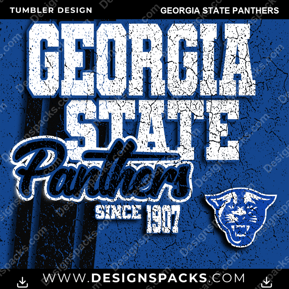 College Sport Grunge Georgia State Panthers Tumbler Digital Wrap Design