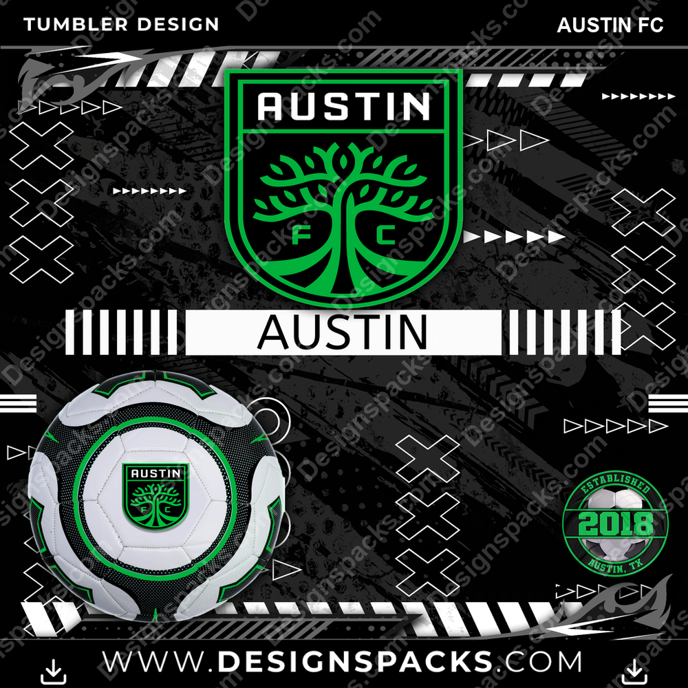 Soccer Xs & Os Austin FC MLS Soccer Tumbler Digital Wrap Design Download