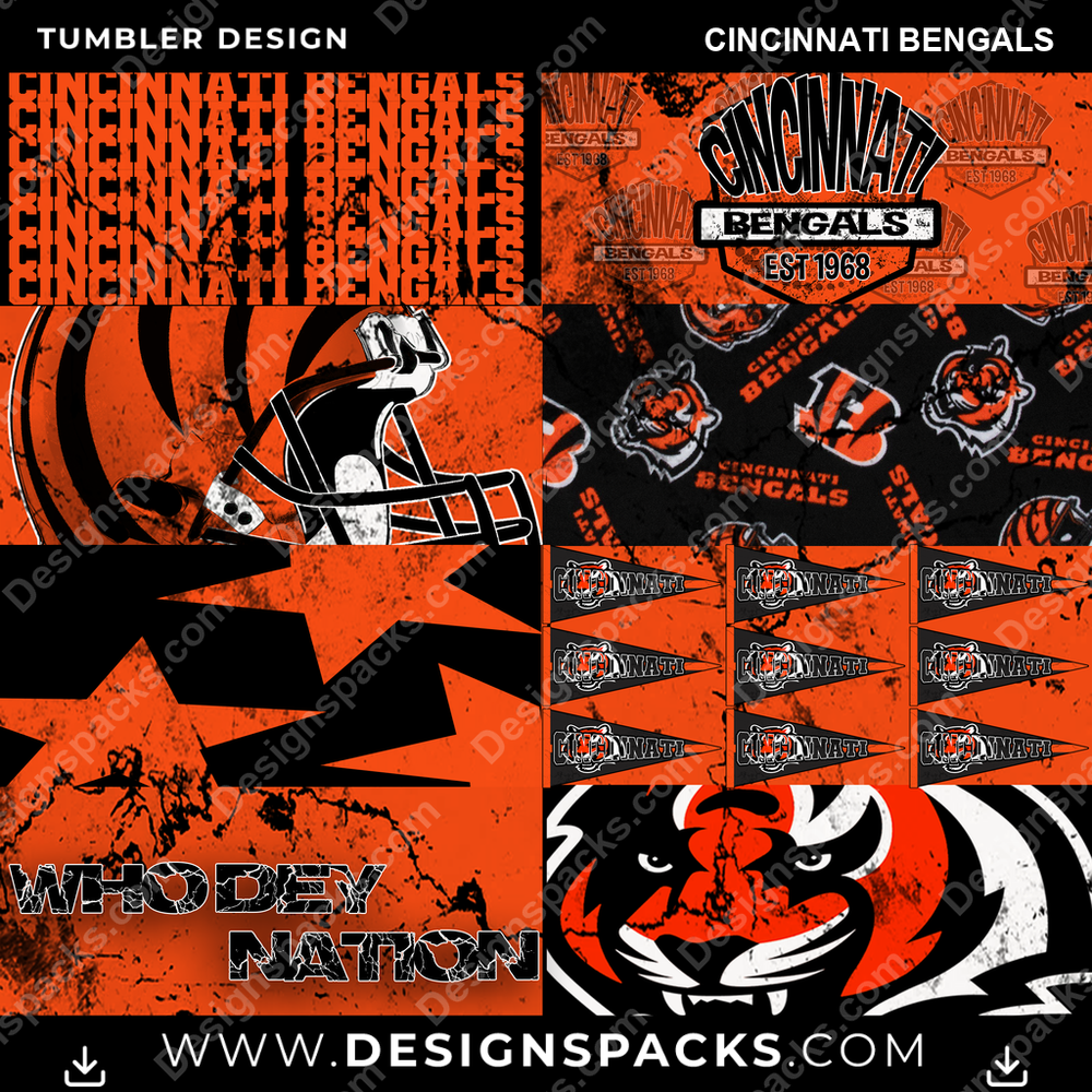 Football Distressed BG Cincinnati Bengals Tumbler Digital-Wrap-Design