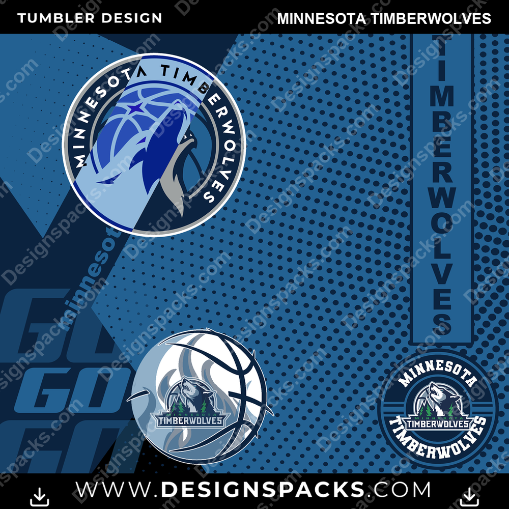 Basketball GO Minnesota Timberwolves Tumbler Digital Wrap Design