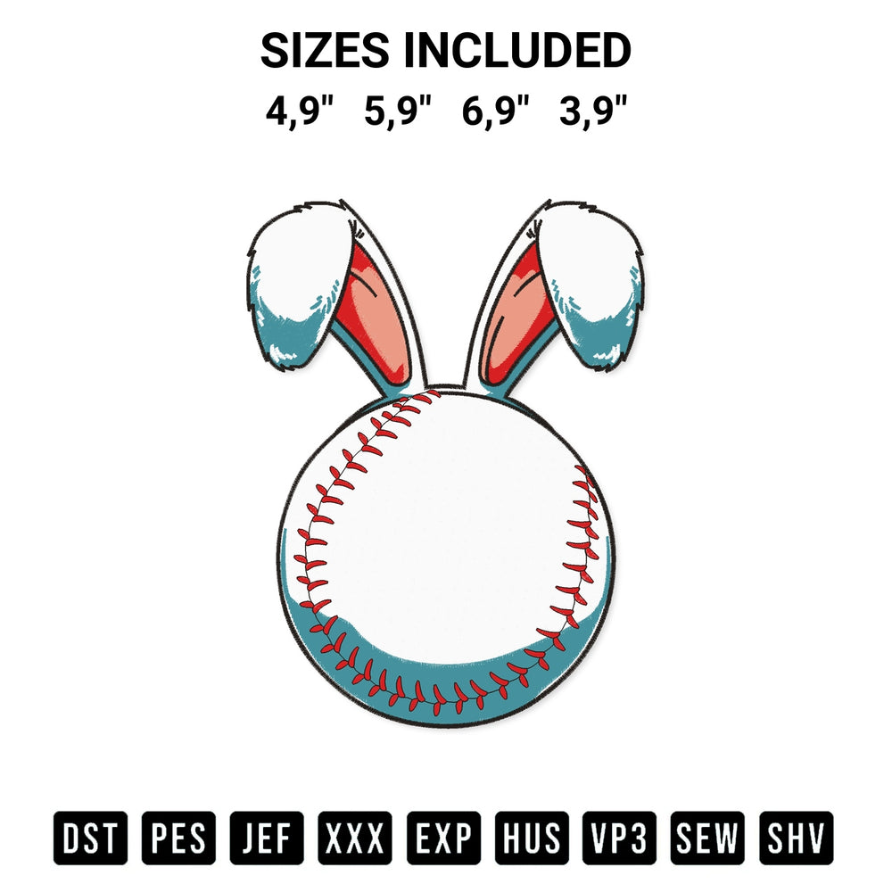 Shop the Baseball With Rabbit Ears Logo Embroidery Design machine embroidery pattern at Designspacks.com. Beautifully digitized for flawless stitching on any fabric. Available sizes: 4,9", 5,9", 6,9", 3,9".