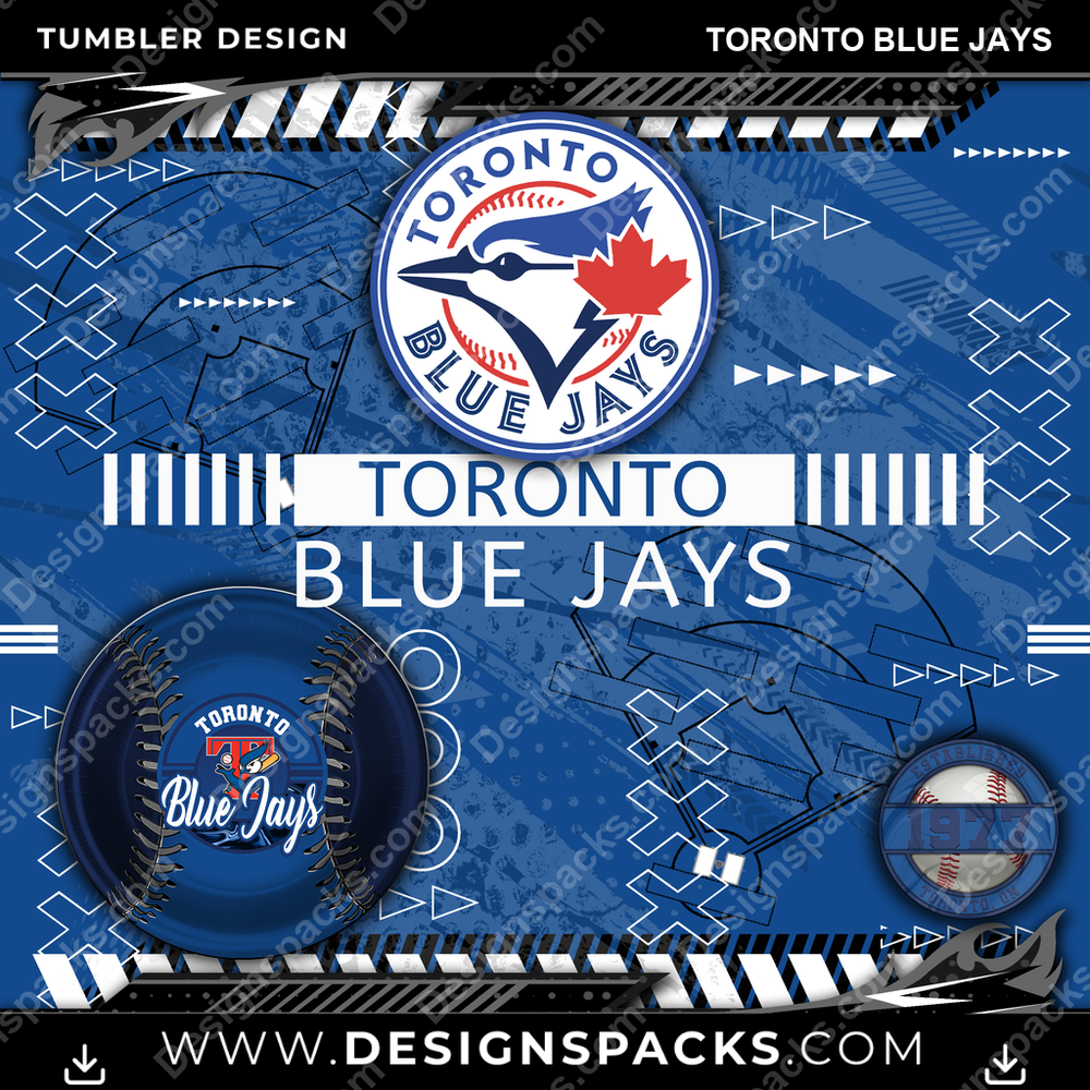 Baseball Xs & Os Toronto Blue Jays Tumbler Digital Wrap Design