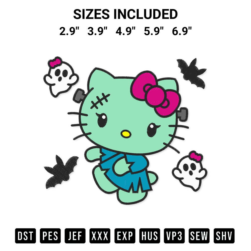 Shop the Hello Kitty Frankenstein Embroidery Design machine embroidery pattern at Designspacks.com. Beautifully digitized for flawless stitching on any fabric. Available sizes: 2.9", 3.9", 4.9", 5.9", 6.9".