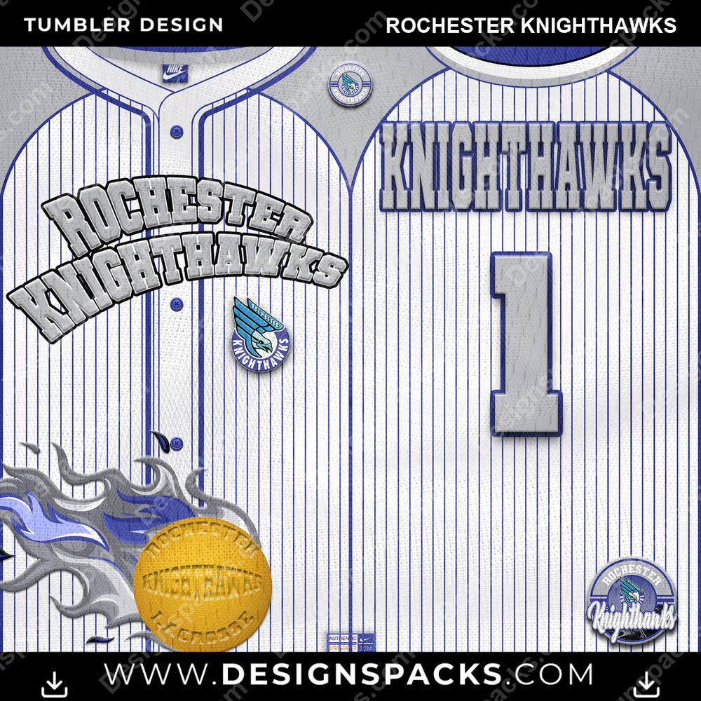 Lacrosse Team Button-Up Jersey Rochester Knighthawks Tumbler Digital Wrap Design