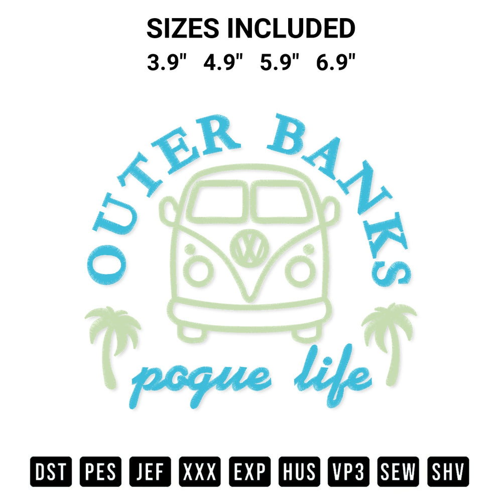 Create amazing crafts with the Outer Banks Pogue Life North Carolina Embroidery Design embroidery file. High-quality digital download from Designspacks.com, perfect for beginners and pros. Available sizes: 3.9", 4.9", 5.9", 6.9".
