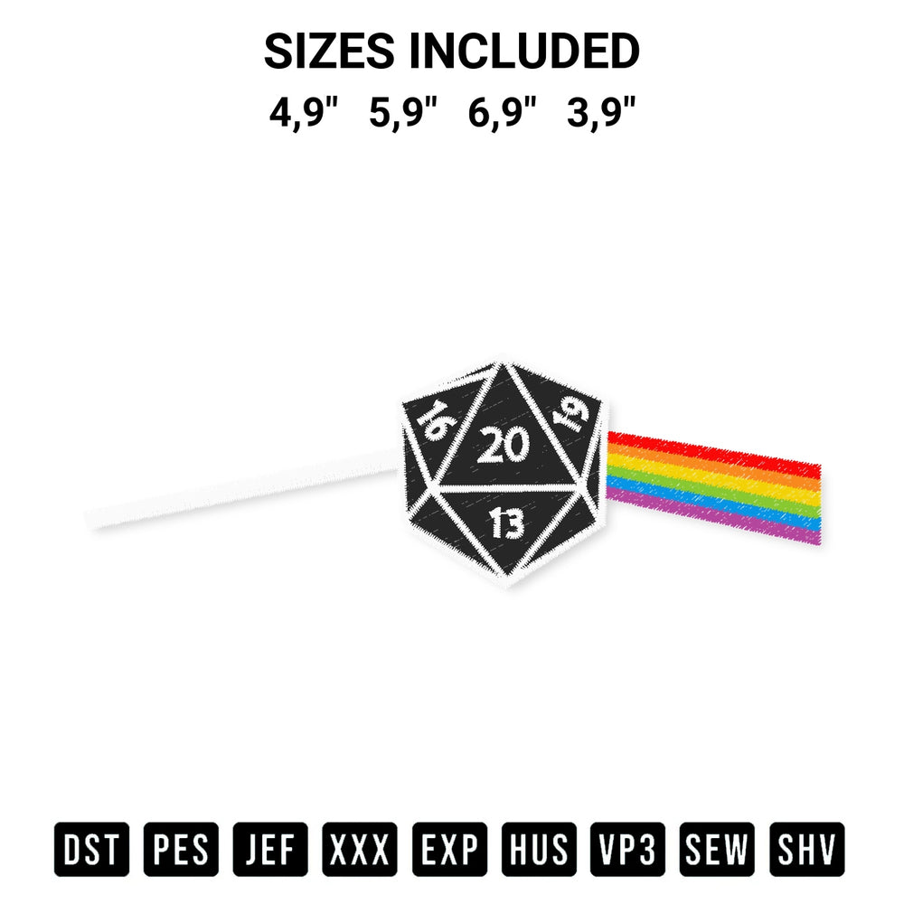 Download the Dungeons And Dragons Dark Side Of The Moon D20 Win Pink Floyd Logo Embroidery Design machine embroidery design exclusively at Designspacks.com. Premium digitized pattern for apparel and DIY crafts. Available sizes: 4,9", 5,9", 6,9", 3,9".
